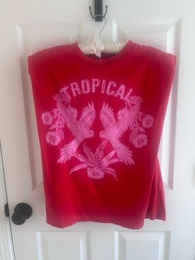 FARM Rio Red Tropical Parrot Graphic Tee